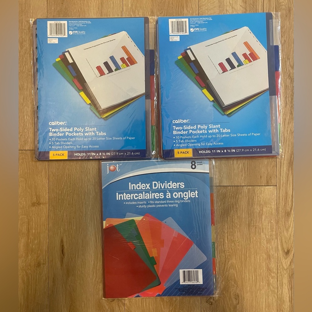 Binder Pockets and Index Dividers